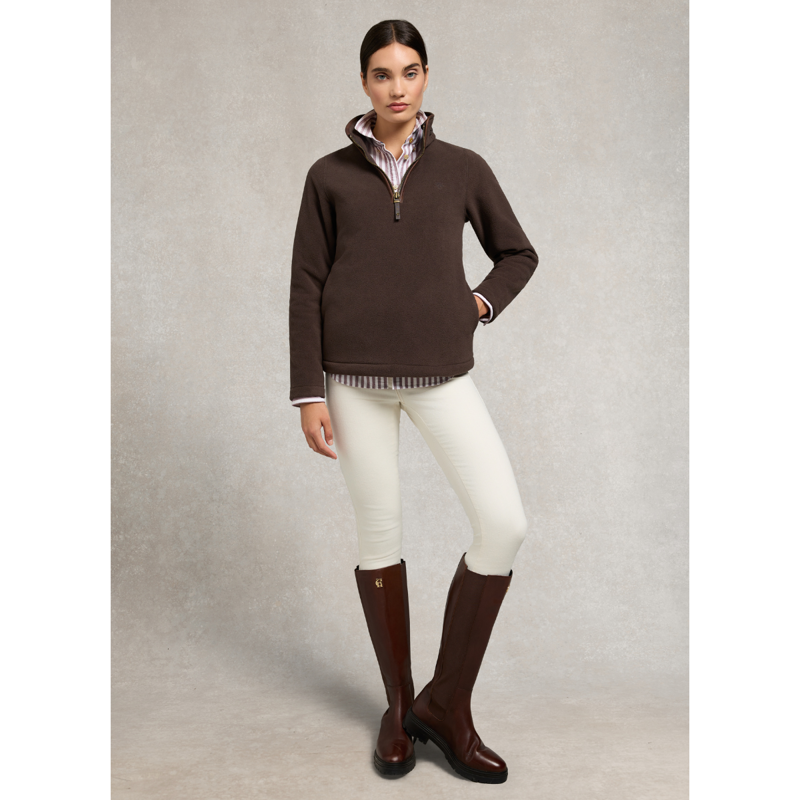 Holland Cooper Country Fleece Quarter Zip - Chocolate-2