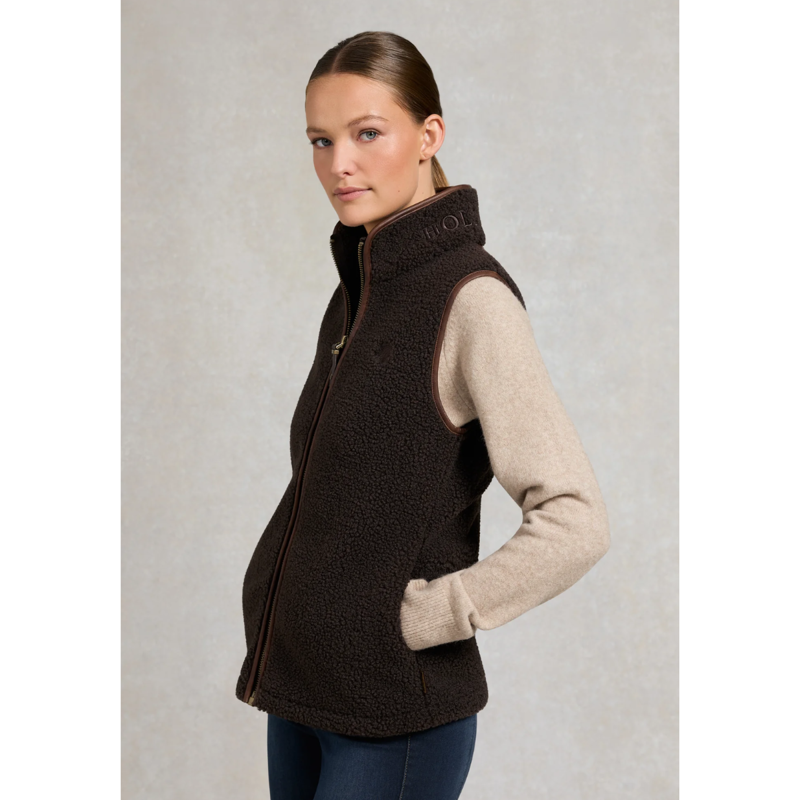 Holland Cooper Country Fleece Gilet - Chocolate Borg-1