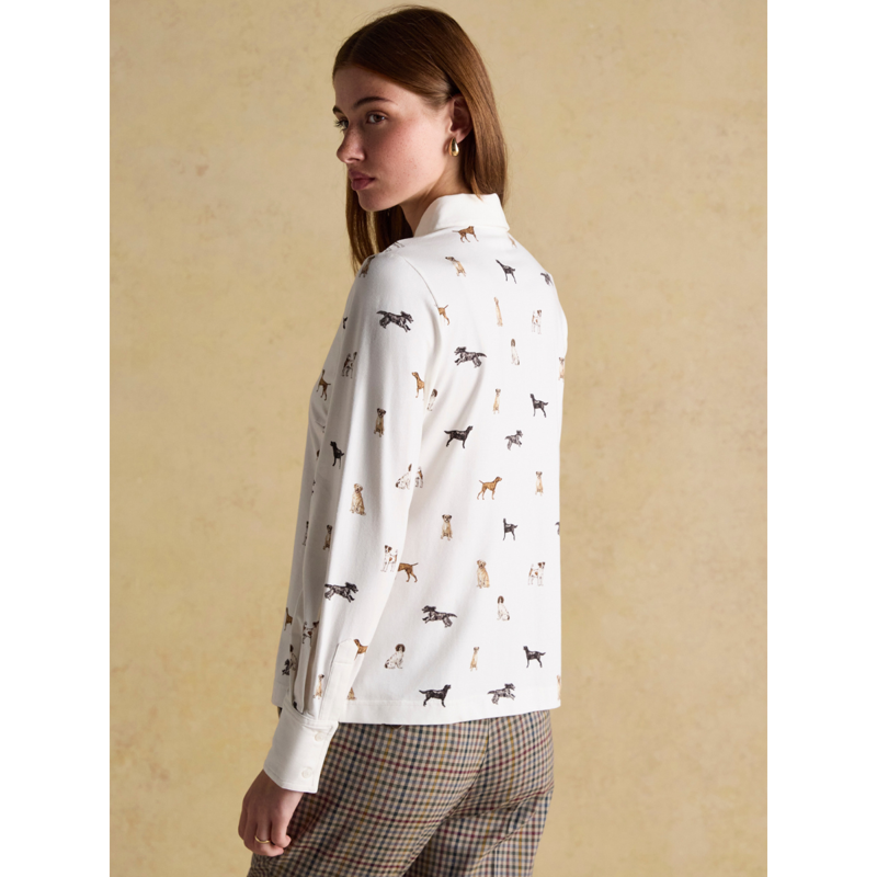 Joules x Eleanor Tomlinson Cotton-Rich Jersey Shirt - Cream Dogs-2