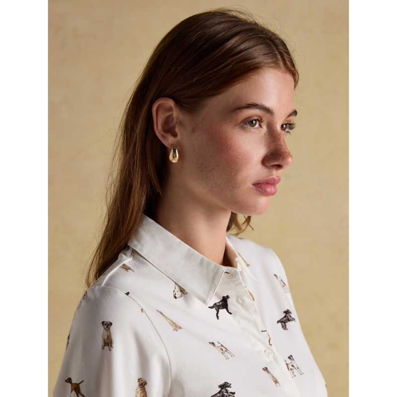 Joules x Eleanor Tomlinson Cotton-Rich Jersey Shirt - Cream Dogs-4