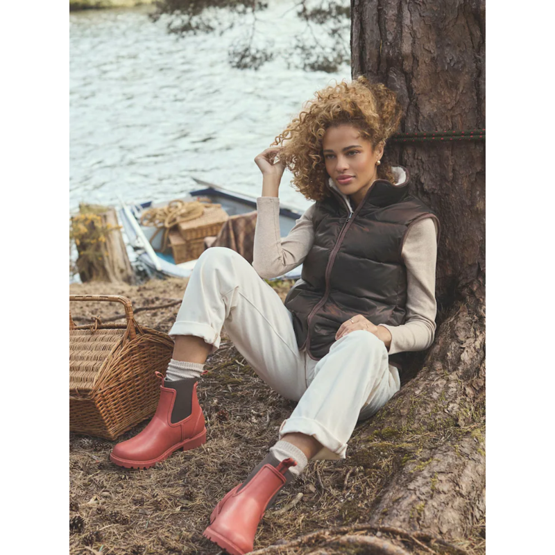 Joules Ladies Reversible Faux Fur Gilet - Brown/Cream-7