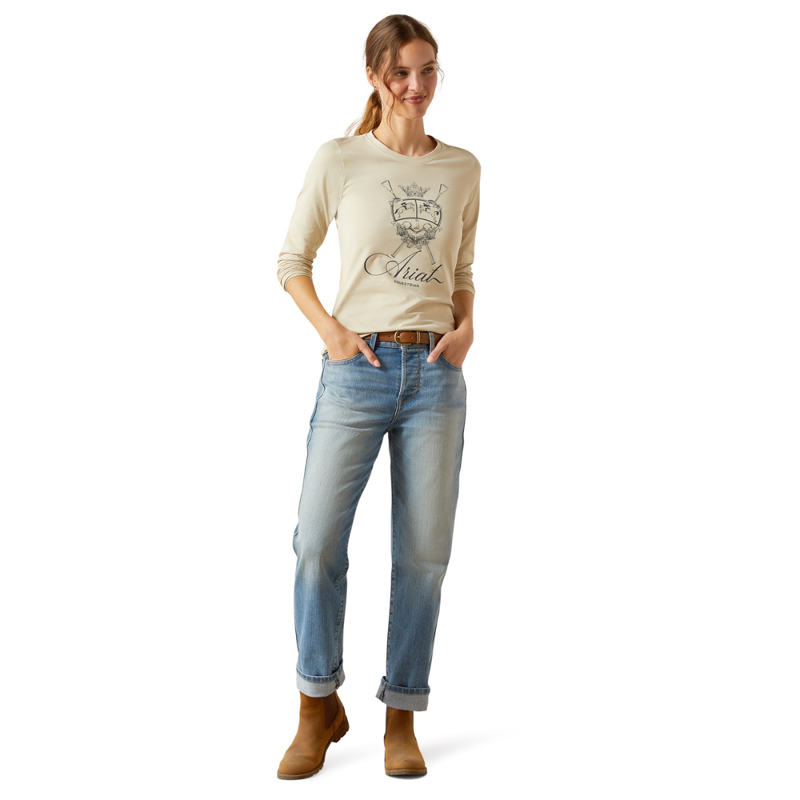 Ariat Women's Ritzy Logo T-Shirt - Pelican-3