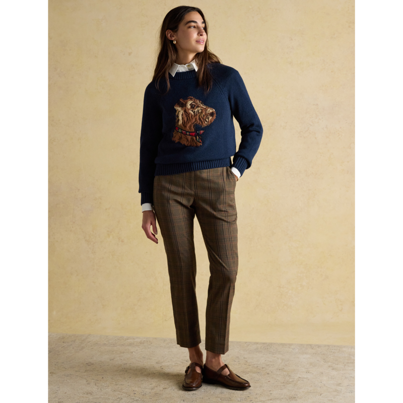 Joules Ladies Intarsia Monty Dog Cotton Blend Regular Fit Jumper - Navy-3