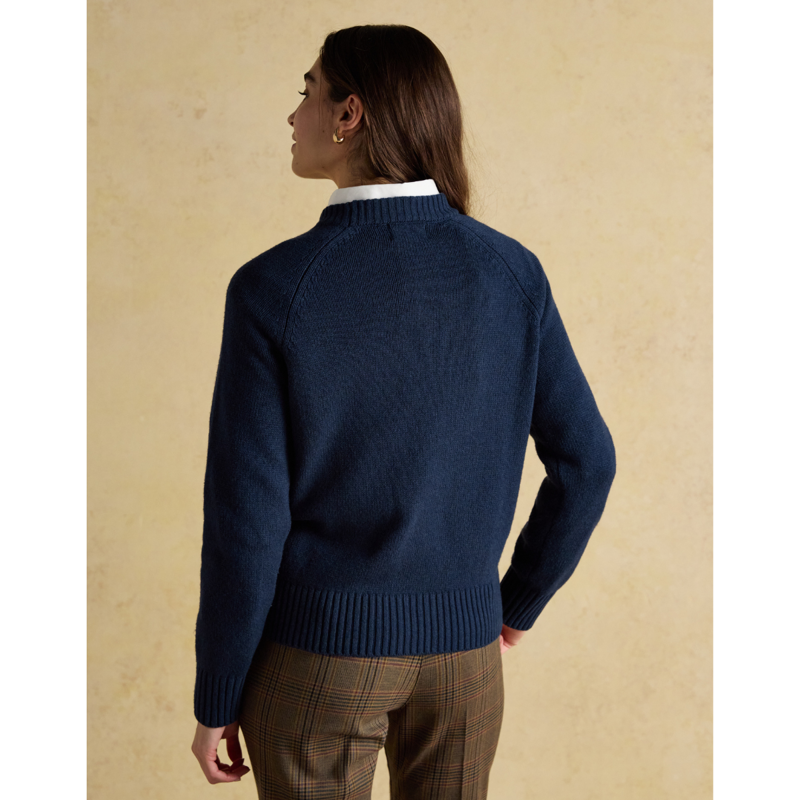 Joules Ladies Intarsia Monty Dog Cotton Blend Regular Fit Jumper - Navy-2