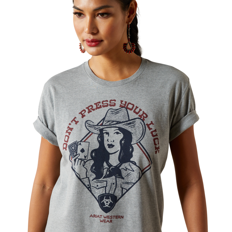 Ariat Women's Don't Press Your Luck T-Shirt - Iceburg-2
