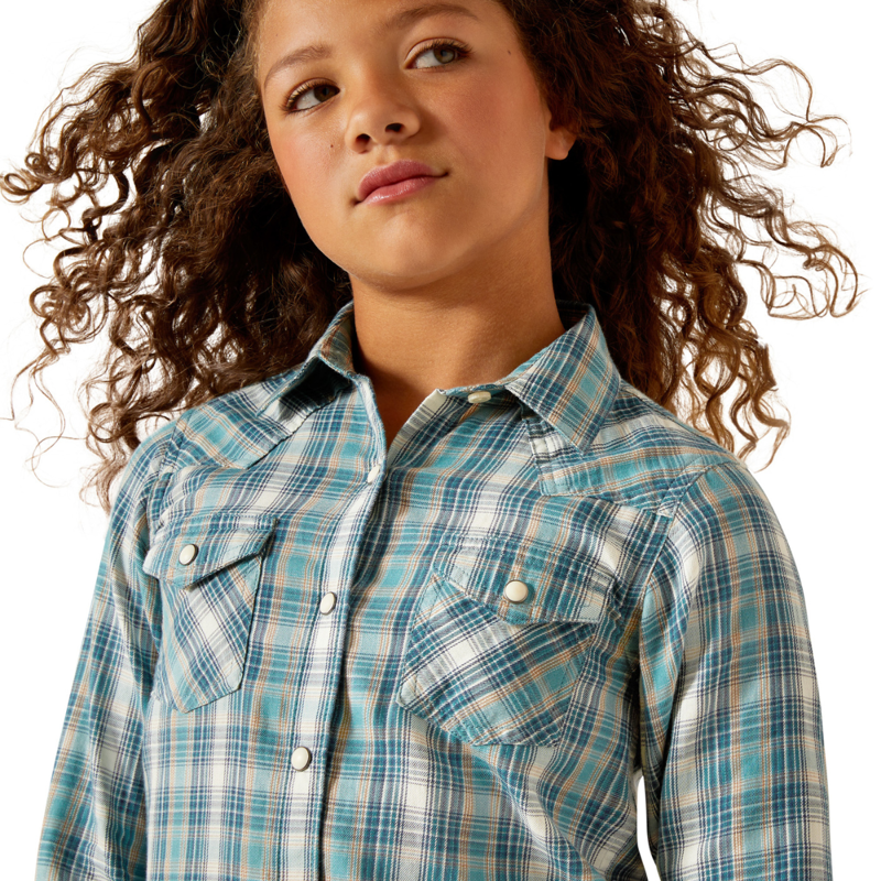 Ariat Youth Darla Shirt - Aquamarine Plaid-2