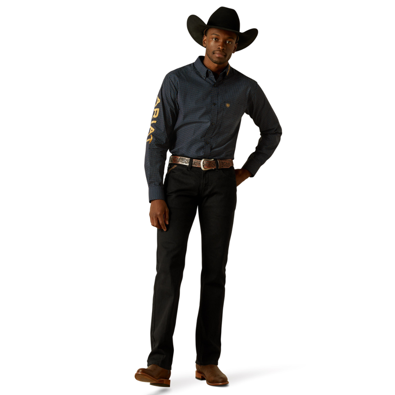 Ariat Men's Team Portland Fitted Shirt - Black/Gold-4