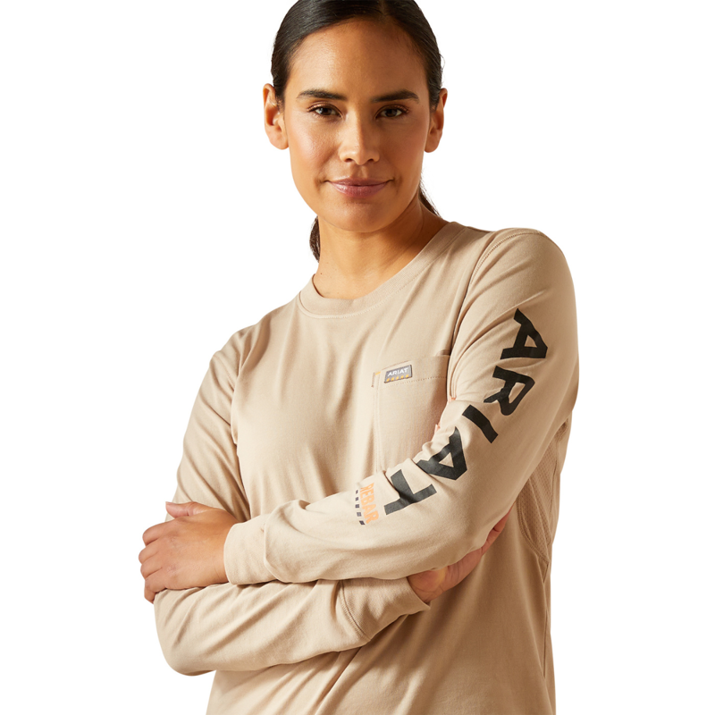 Ariat Women's Rebar Workman Logo T-Shirt - String/Black-4