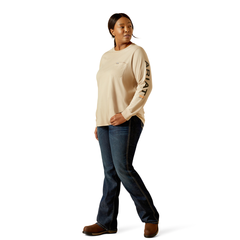 Ariat Women's Rebar Workman Logo T-Shirt - String/Black-7