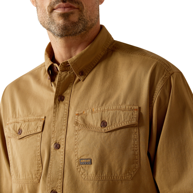 Ariat Men's Rebar Washed Twill Work Shirt - Rebar Khaki-2