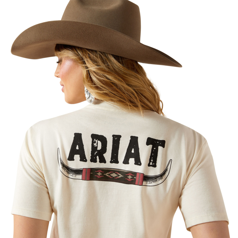 Ariat Women's Ariat Bull Horns T-Shirt - Natural-3