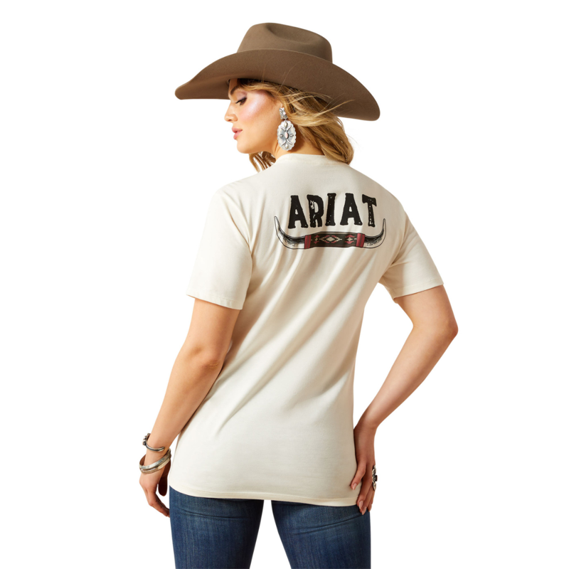 Ariat Women's Ariat Bull Horns T-Shirt - Natural-1