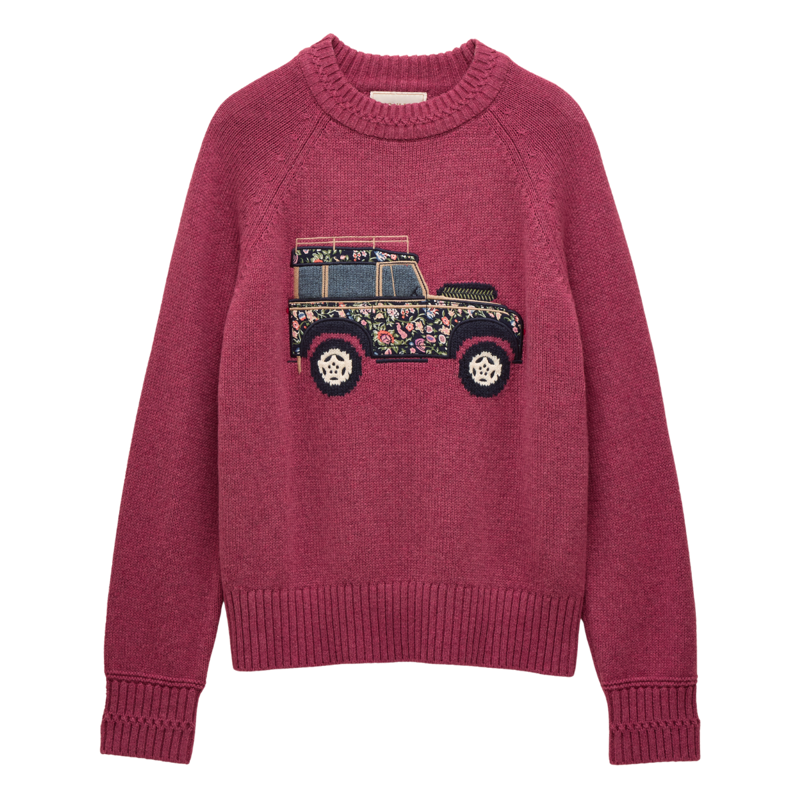 Joules Ladies Rutland Intarsia 4x4 Cotton Rich Knitted Jumper - Pink