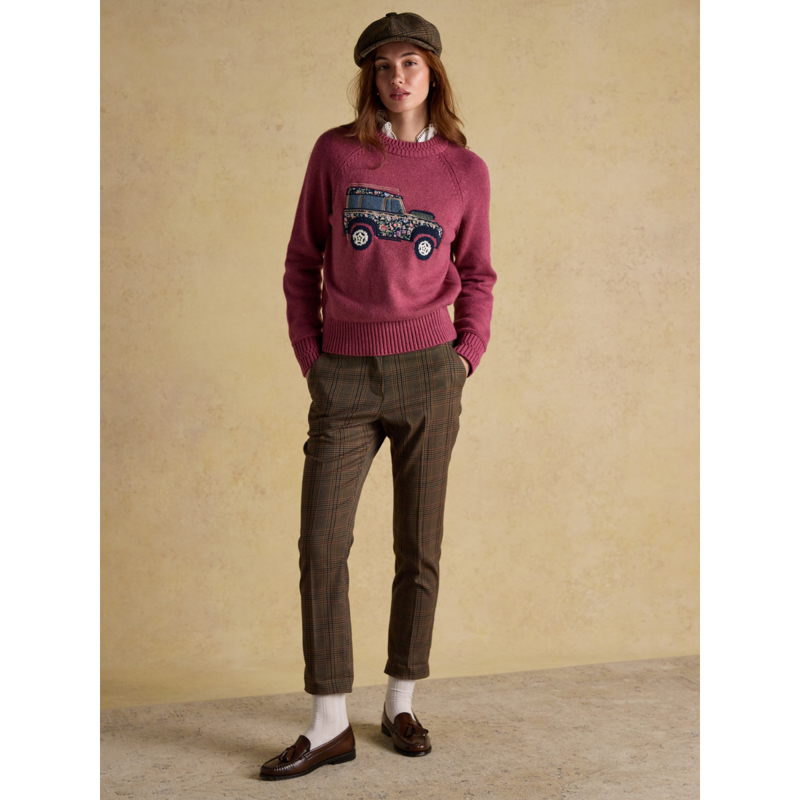 Joules Ladies Rutland Intarsia 4x4 Cotton Rich Knitted Jumper - Pink-3