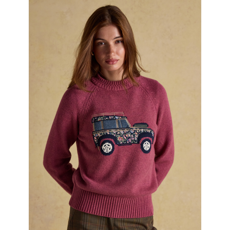 Joules Ladies Rutland Intarsia 4x4 Cotton Rich Knitted Jumper - Pink-1