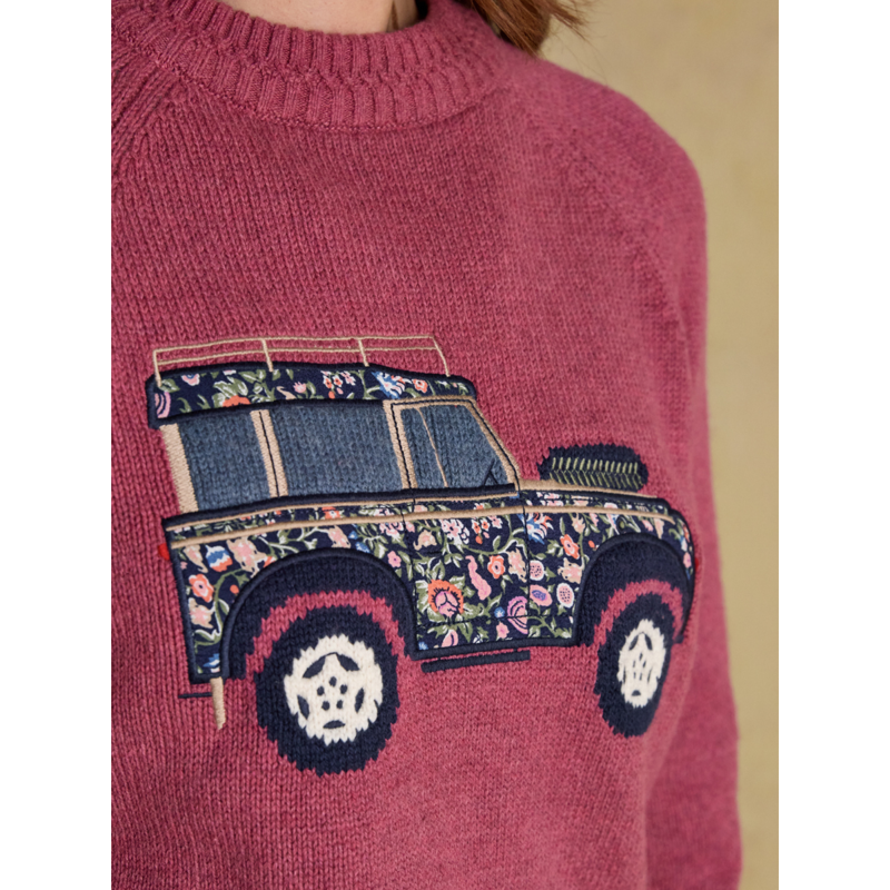 Joules Ladies Rutland Intarsia 4x4 Cotton Rich Knitted Jumper - Pink-4