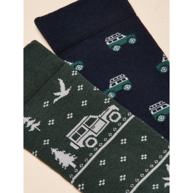 Joules Men's Kingsbury 2 Pack Socks - Green/Navy-2