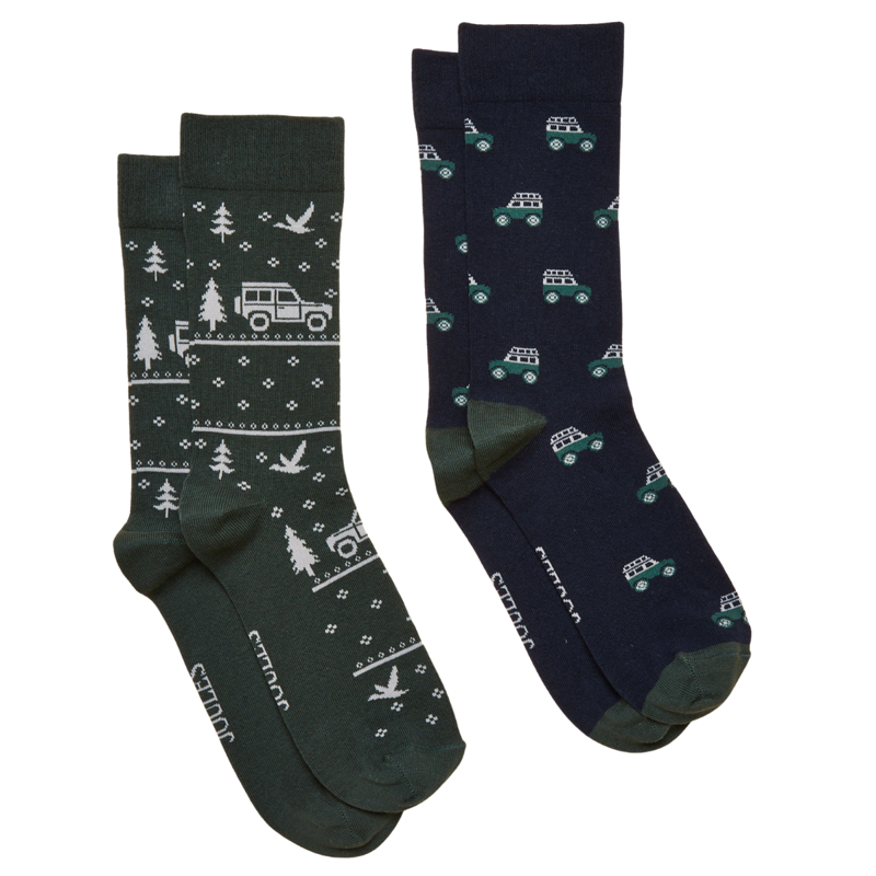 Joules Men's Kingsbury 2 Pack Socks - Green/Navy