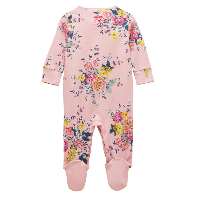 Joules Razamataz Cotton Babygrow - Pink Floral-1