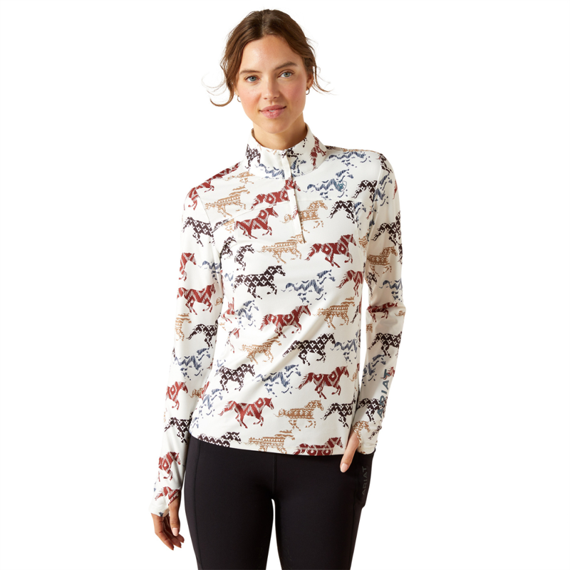 Ariat Women's Lowell 3.0 1/4 Zip Baselayer - Painted Ponies Print