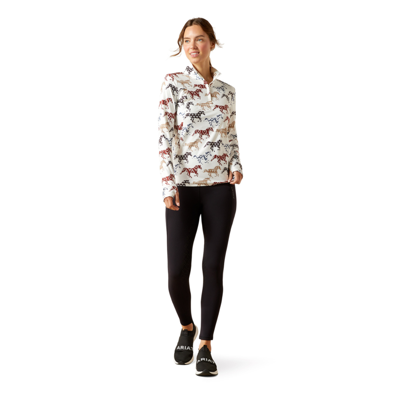 Ariat Women's Lowell 3.0 1/4 Zip Baselayer - Painted Ponies Print-4