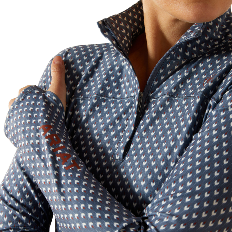 Ariat Women's Lowell 3.0 1/4 Zip Baselayer - China Blue Arrows-2