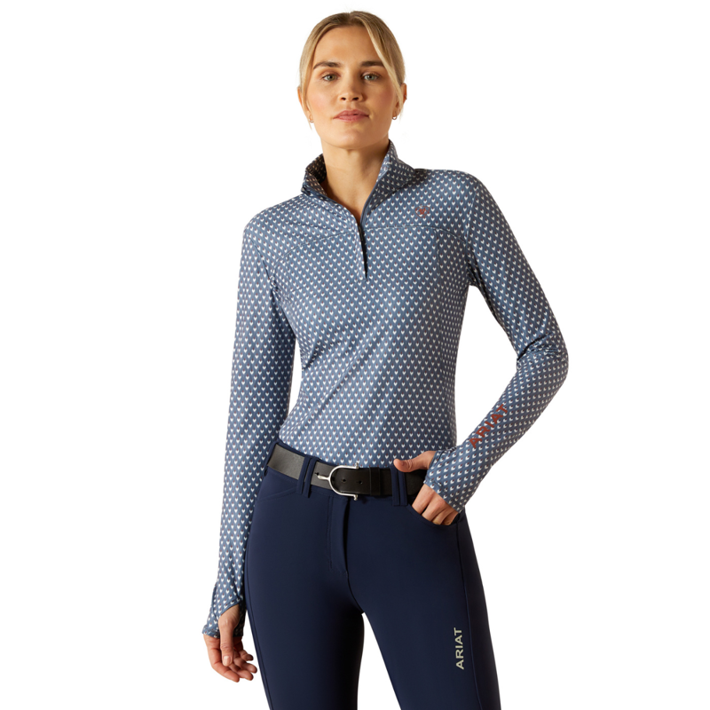 Ariat Women's Lowell 3.0 1/4 Zip Baselayer - China Blue Arrows