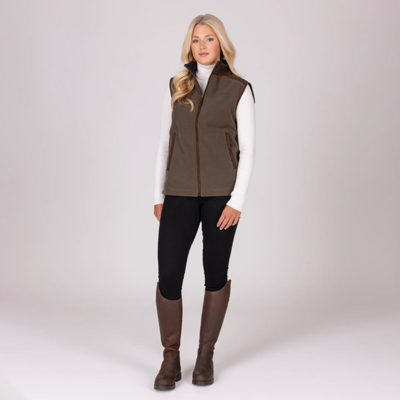 Aubrion Unisex Heritage Fleece Gilet - Dark Olive-2