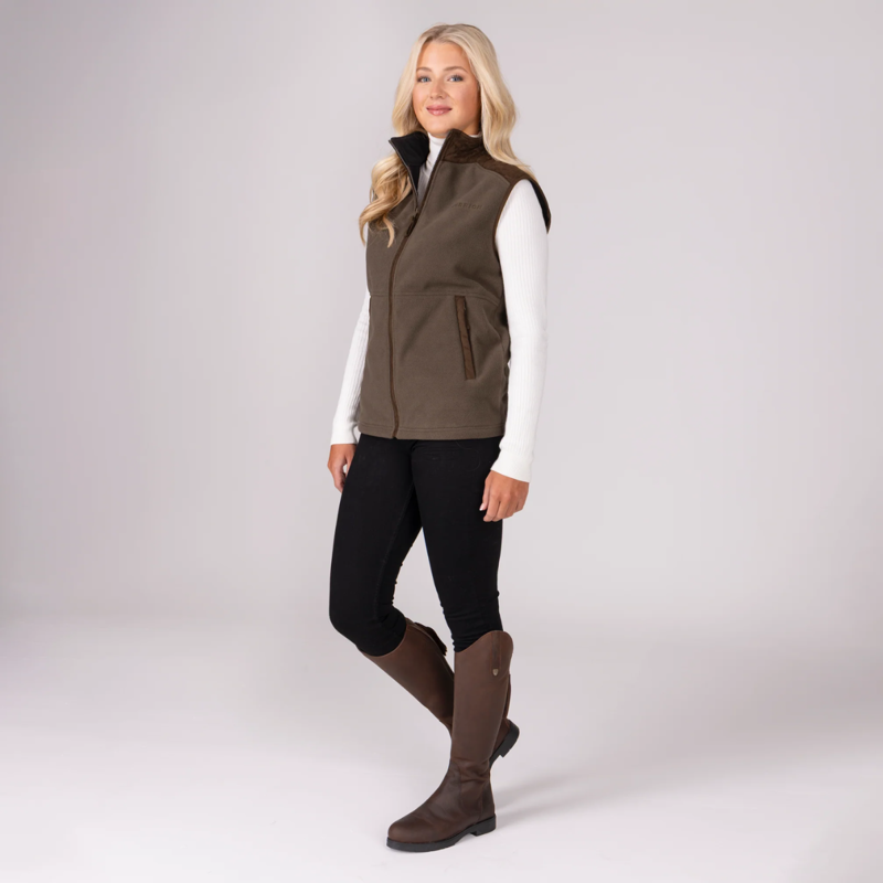 Aubrion Unisex Heritage Fleece Gilet - Dark Olive-3