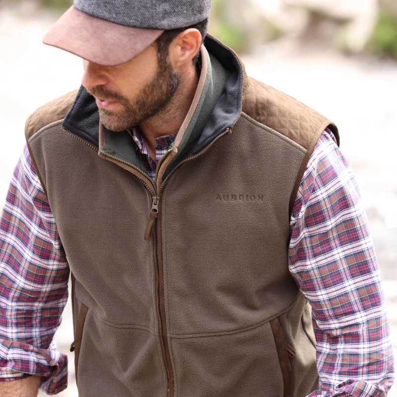 Aubrion Unisex Heritage Fleece Gilet - Dark Olive-4