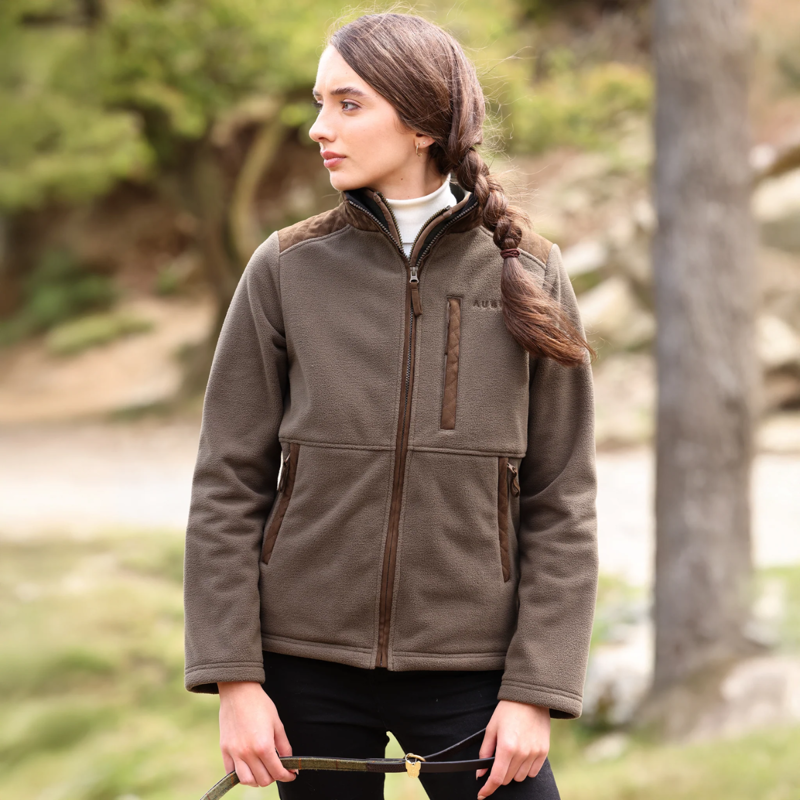 Aubrion Unisex Heritage Full Zip Fleece - Dark Olive-3