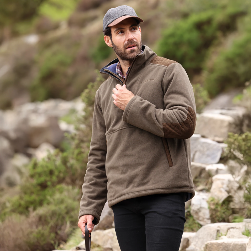 Aubrion Unisex Heritage Quarter Zip Fleece - Dark Olive-3