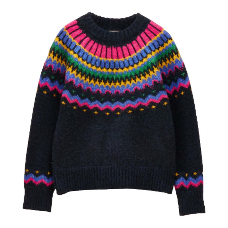Joules Ladies Charlie Fairisle Knitted Jumper - Navy