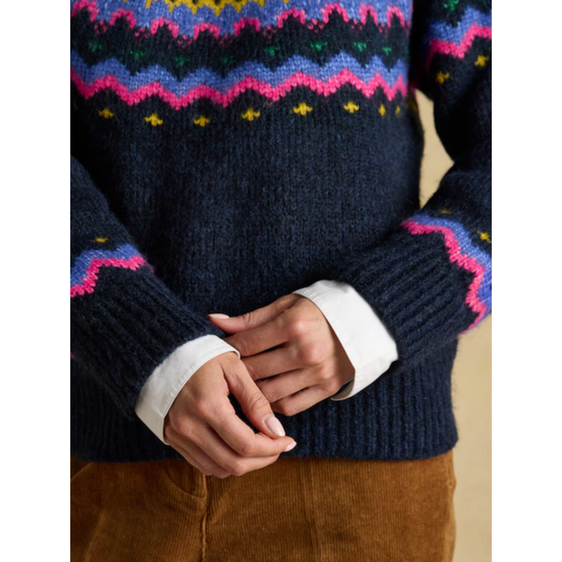 Joules Ladies Charlie Fairisle Knitted Jumper - Navy-2