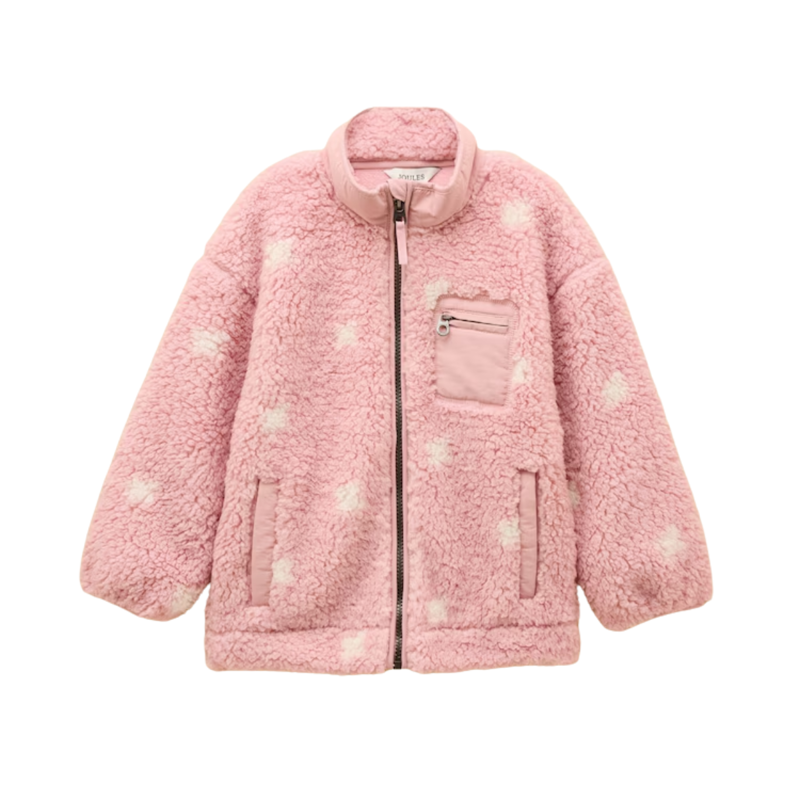 Joules Girls' Tilly Zip Through Fleece - Pink Spot