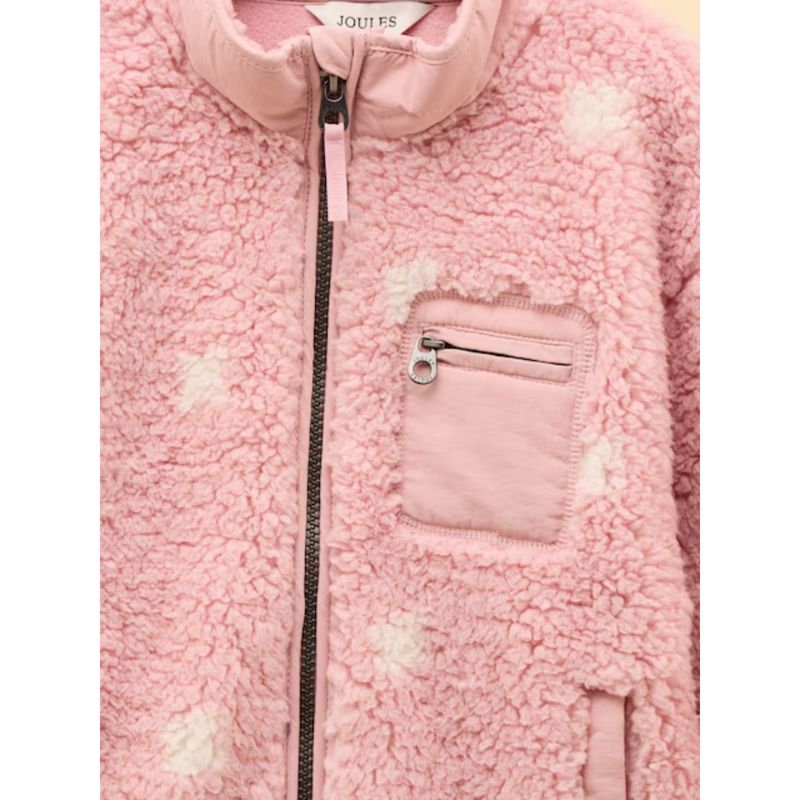Joules Girls' Tilly Zip Through Fleece - Pink Spot-2