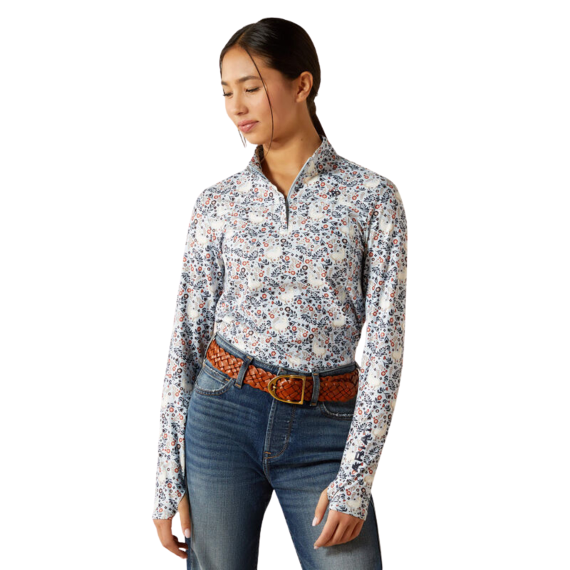 Ariat Youth Lowell 3.0 1/4 Zip Baselayer - Posey Pony Print