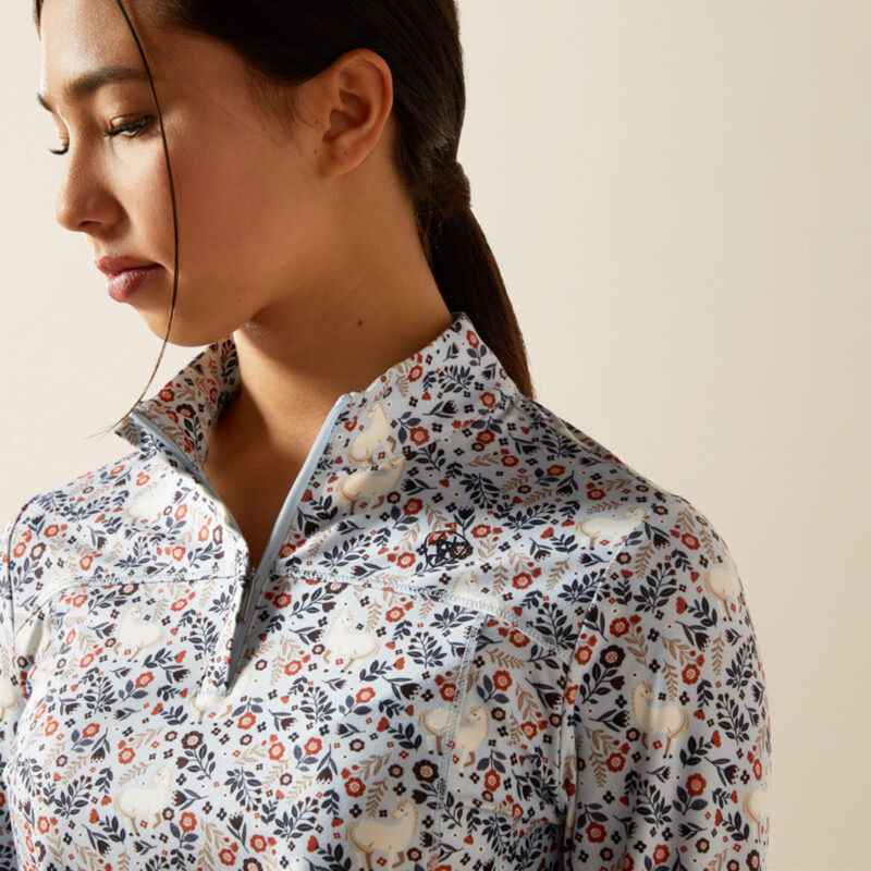 Ariat Youth Lowell 3.0 1/4 Zip Baselayer - Posey Pony Print-2