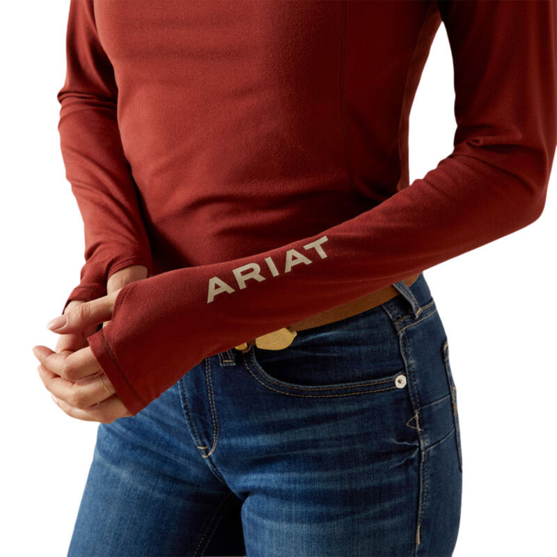 Ariat Women's Lowell 3.0 1/4 Zip Base Layer - Madder Brown-3