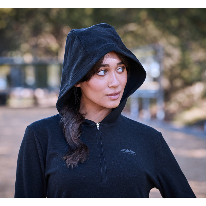 WeatherBeeta London Layer Long Sleeve Top With Hood - Dark Navy Marle-2