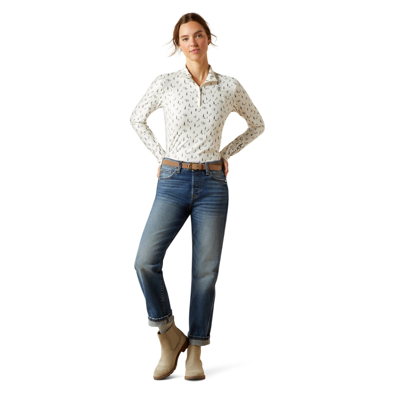 Ariat Women's Lowell 3.0 1/4 Zip Baselayer - Forest Horses-3