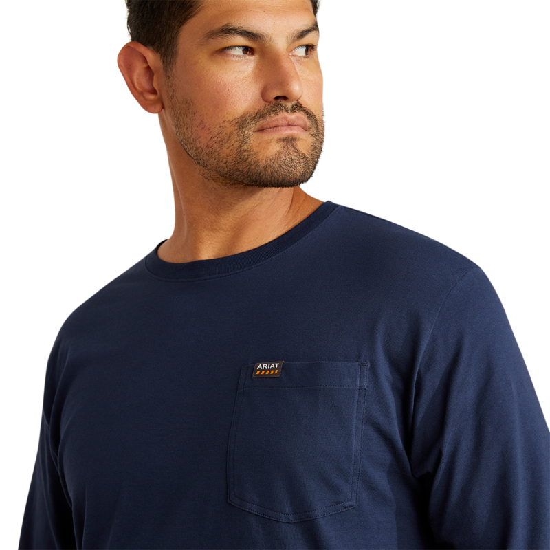Ariat Men's Rebar Cotton Strong Standard Pocket T-Shirt - Navy-2