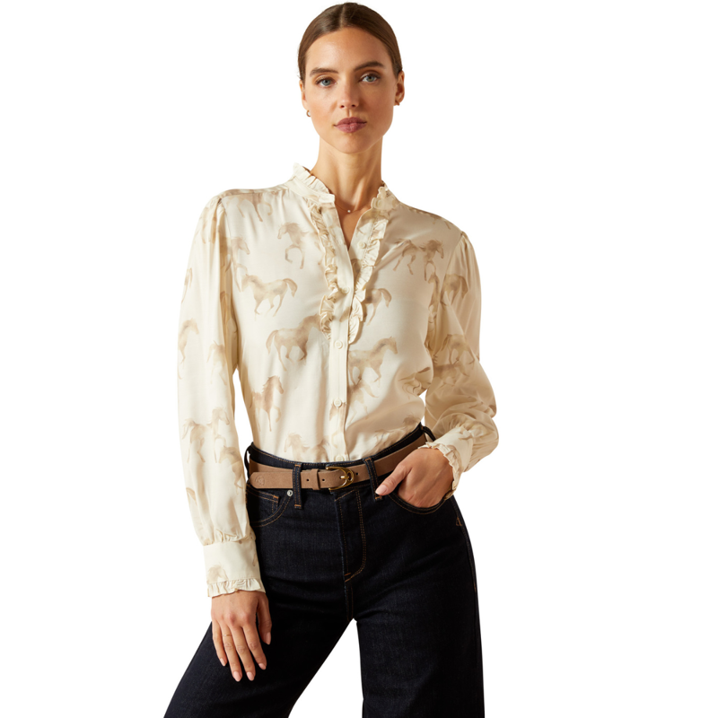 Ariat Women's Cricklade Blouse - Watercolor Horse Print