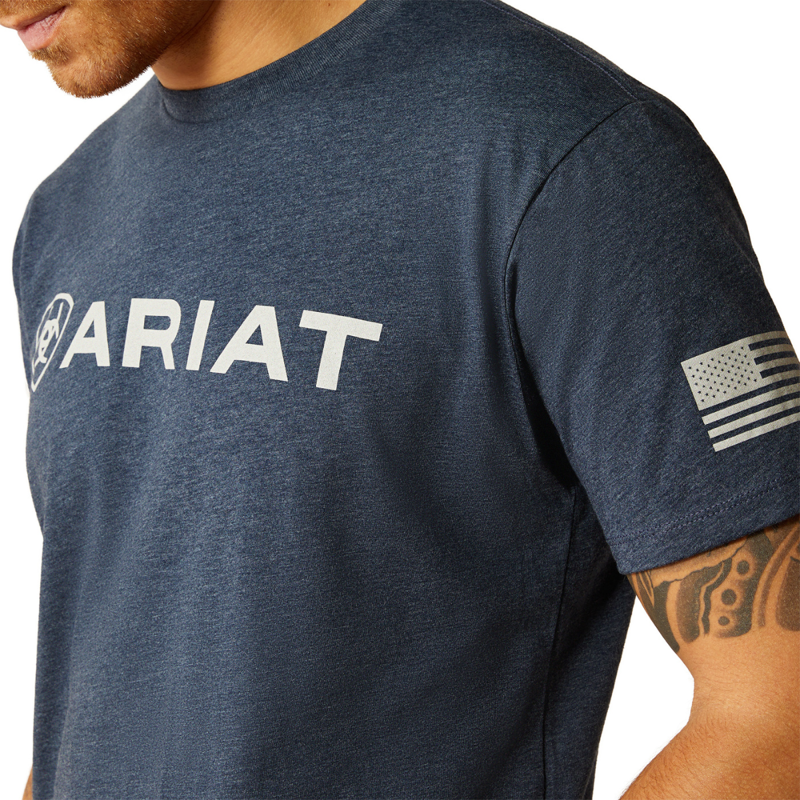 Ariat Men's Ariat Shield Flag T-Shirt - Navy Heather-2