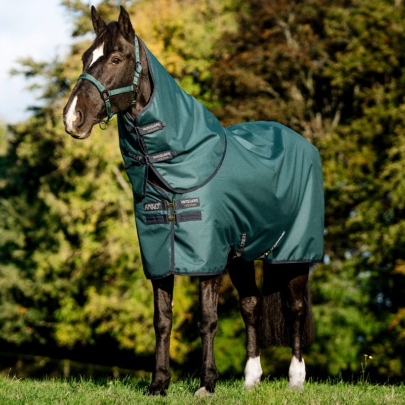 Horseware Amigo Ripstop 900D Turnout Hood 0g - Dynasty Green/Navy Silver-1