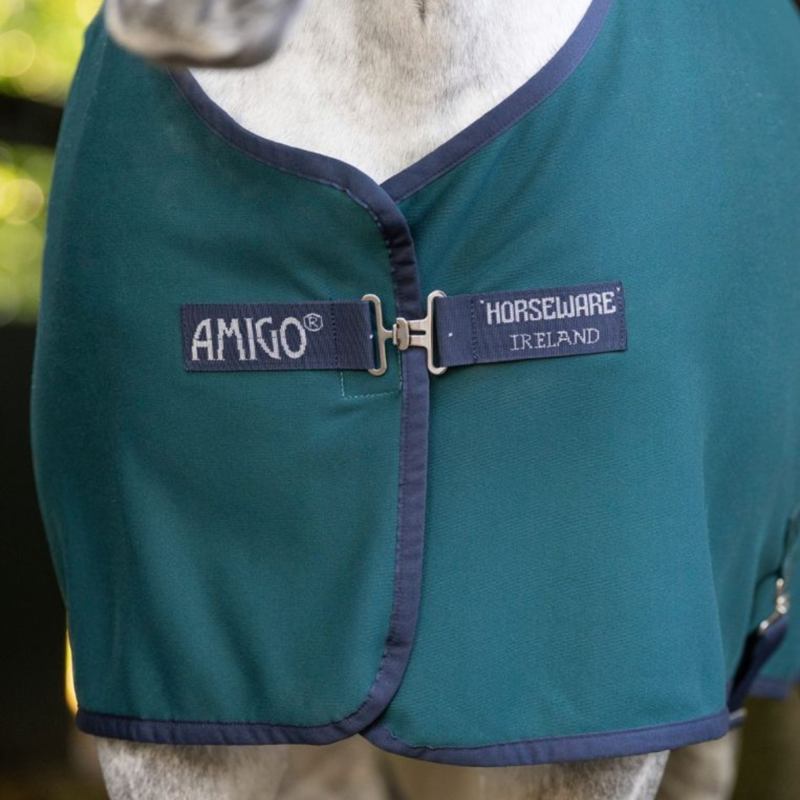 Horseware Amigo Jersey Pony Cooler - Dynasty Green/Navy Silver-1