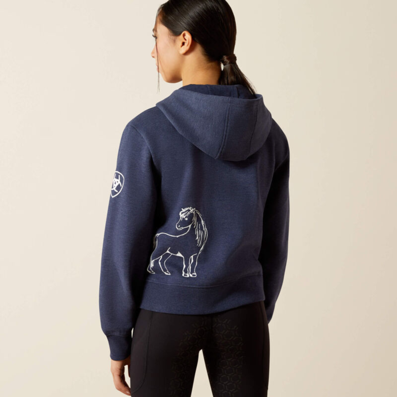 Ariat Youth Spiffy Full Zip Sweatshirt - Navy Heather-1