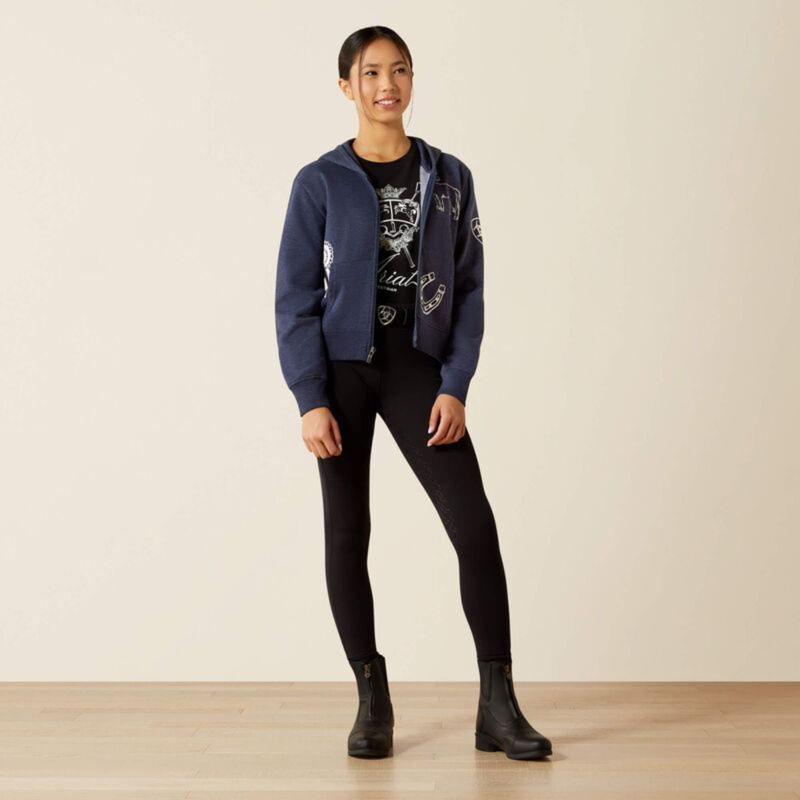Ariat Youth Spiffy Full Zip Sweatshirt - Navy Heather-4