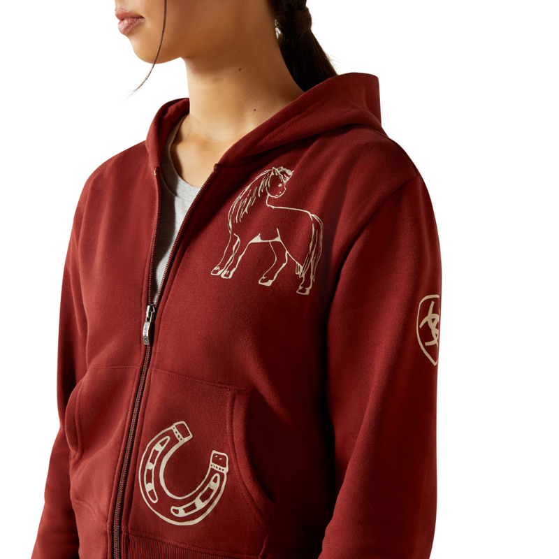 Ariat Youth Spiffy Full Zip Sweatshirt - Madder Brown-2