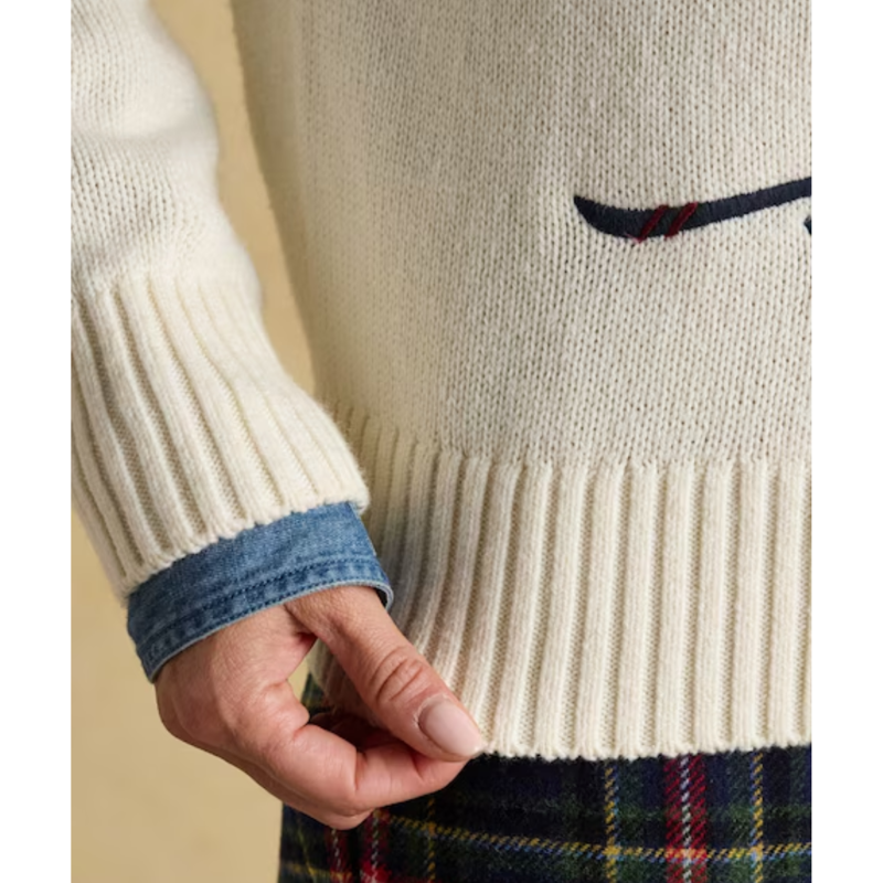 Joules Ladies Jonty Skiing Intarsia Cotton-Rich Crew Neck Jumper - Oatmeal-3